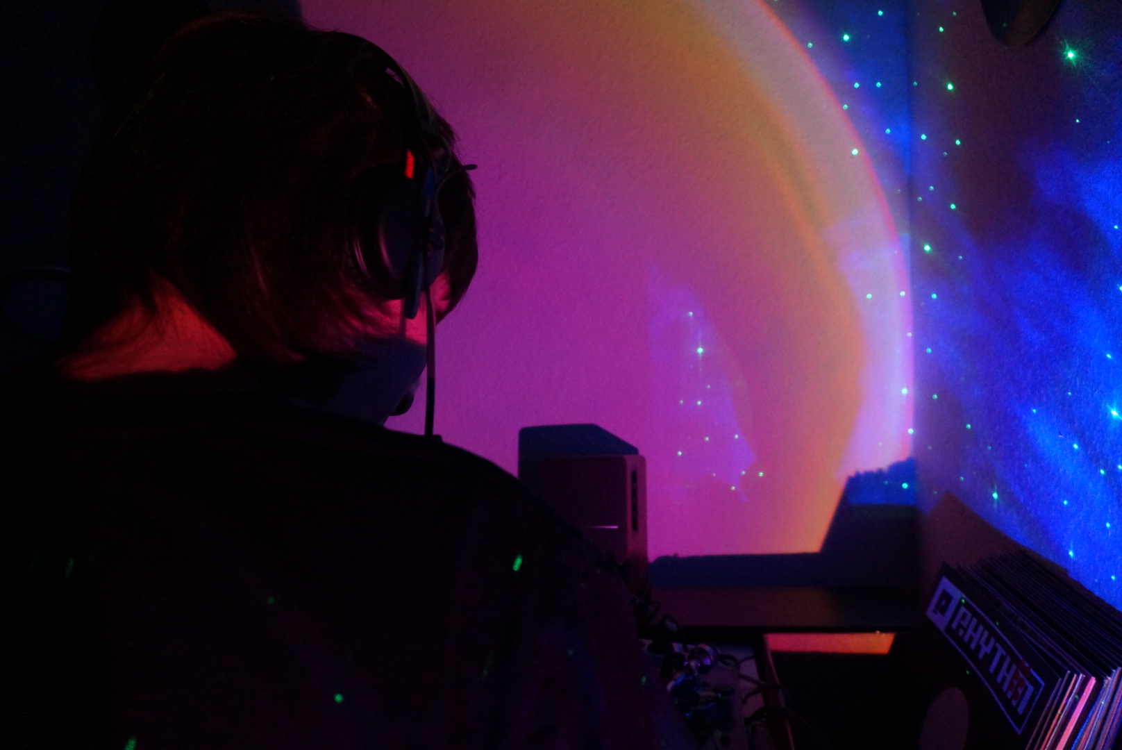Behind the decks